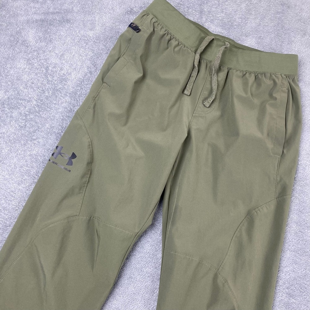 Under Armour Youth YL Pants Green Joggers Drawstring Athletic Activewear
